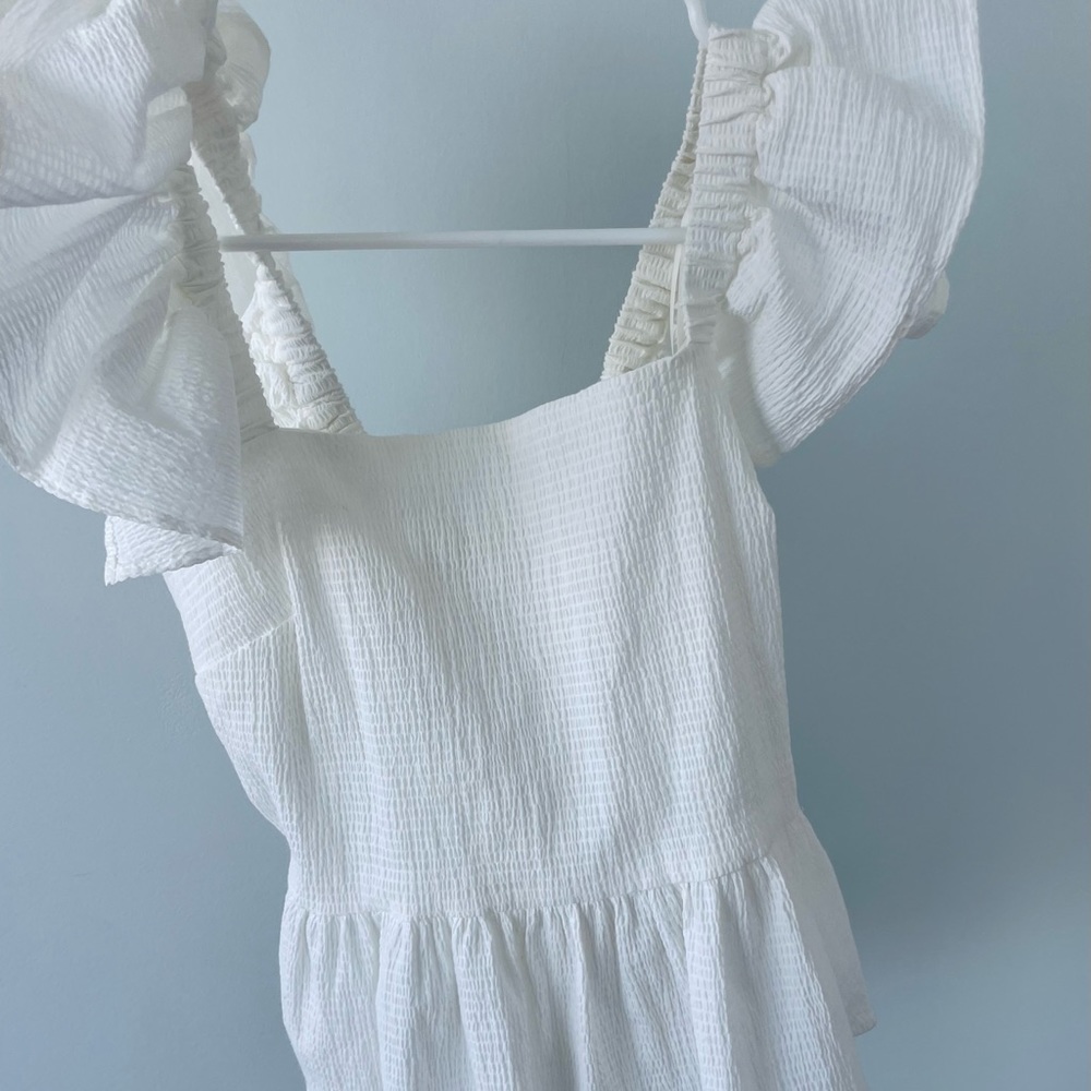 White Tank Top/Blouse with Ruffle Sleeves